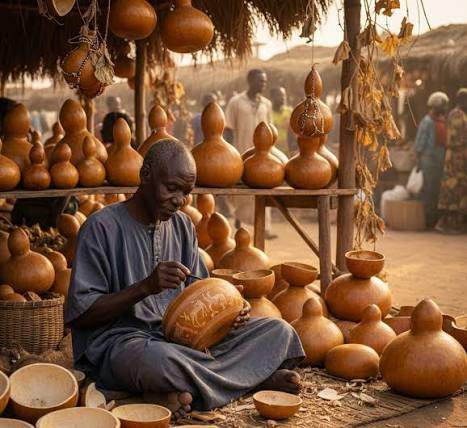 Artisan décorant une calebasse à Illéla